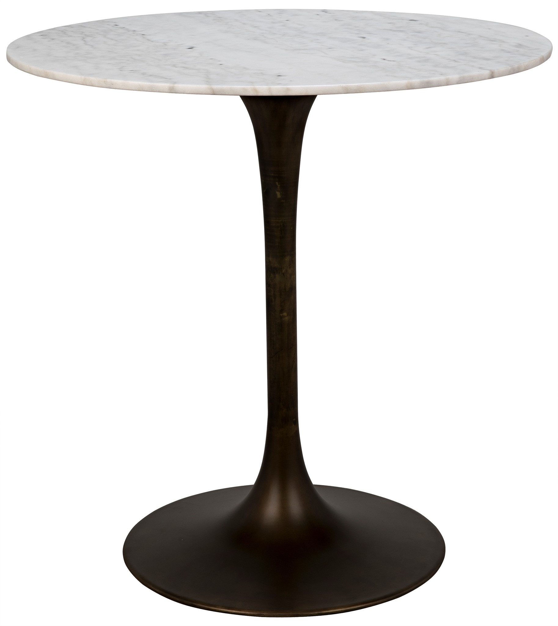Noir Laredo Bar Table 40inch Aged Brass White Marble Top GBAR001AB40